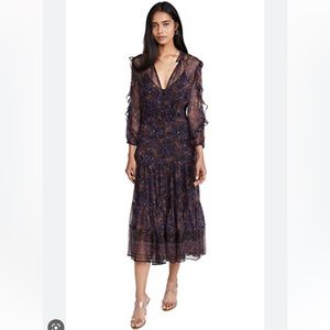 Veronica beard Sabina dress black multi size 12 nwt